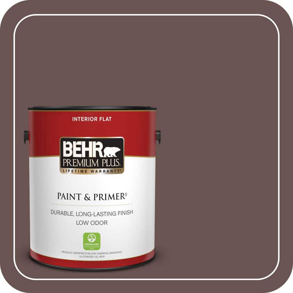 BEHR PREMIUM PLUS 1 gal. #MQ1-42 Briar Wood Flat Low Odor Interior Paint & Primer (1)