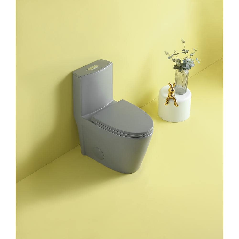 Abruzzo Lux 1-Piece Toilet 1.1 GPF/1.6 GPF Dual Flush Elongated Toilet 17-1/8 in. ADA Comfort Height Toilet in Light Grey (3)