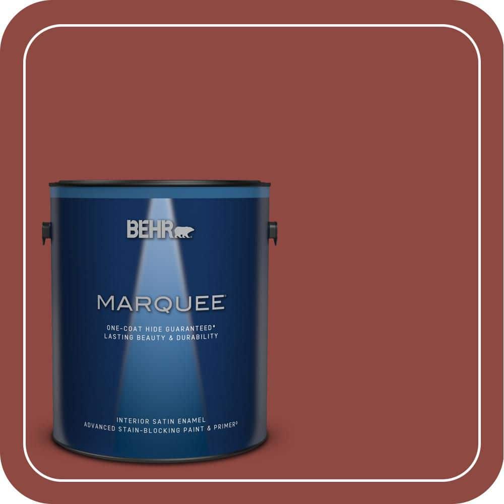 BEHR MARQUEE 1 gal. #PPH-72 Rusty Red Satin Enamel Interior Paint & Primer