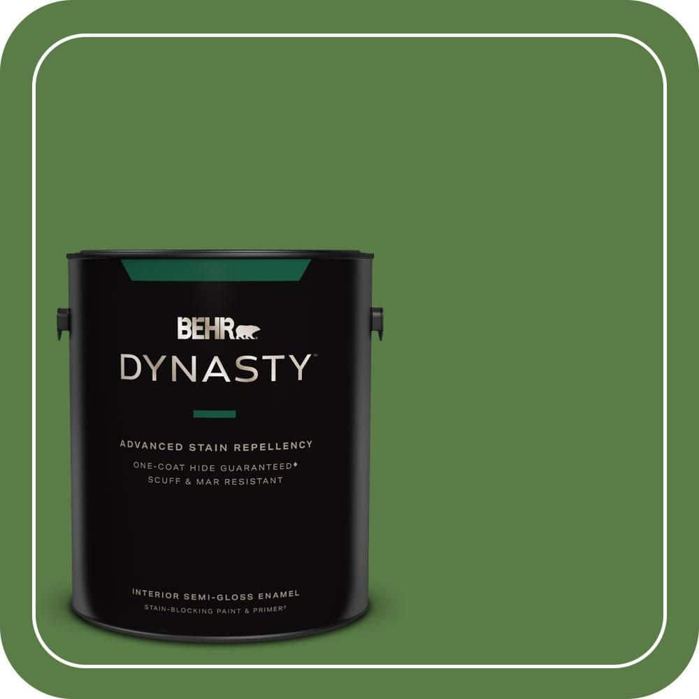 BEHR DYNASTY 1 gal. #S-H-430 Mossy Green Semi-Gloss Enamel Interior Stain-Blocking Paint & Primer