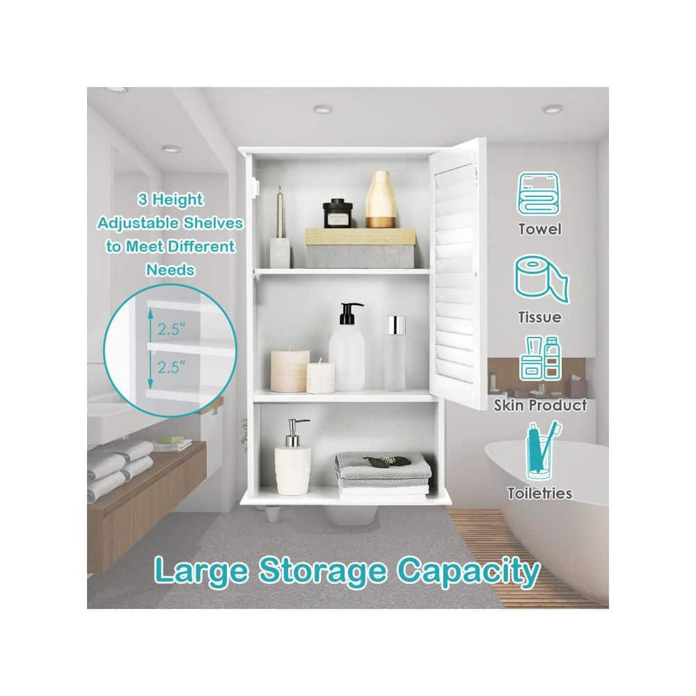 Boyel Living 16.5 in. W x 6.5 in. D x 27.5 in. H Bathroom Storage Wall Cabinet with Adjustable Shelf in White (3)
