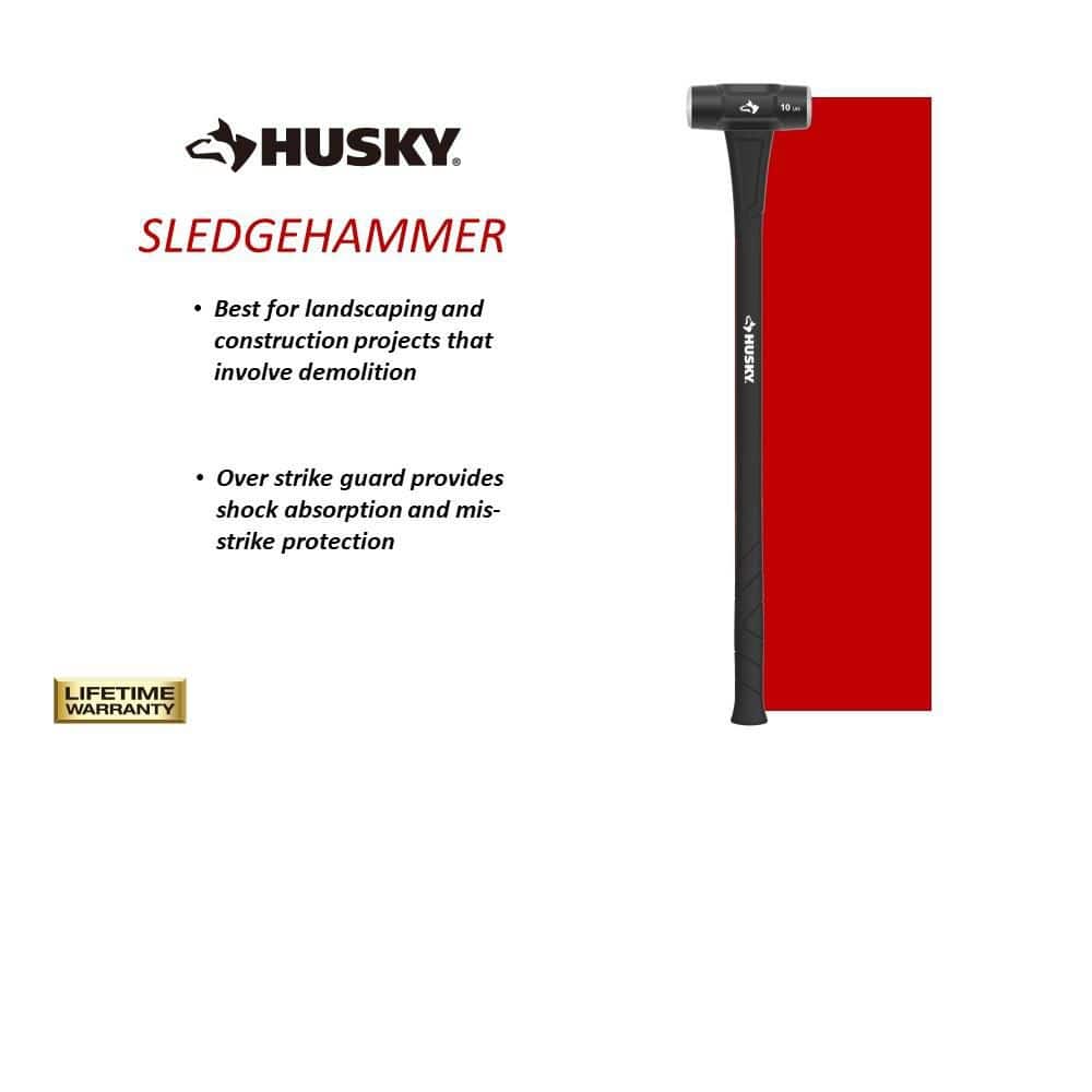 Husky 10 lb. Sledgehammer with 34 in. Fiberglass Handle (3)
