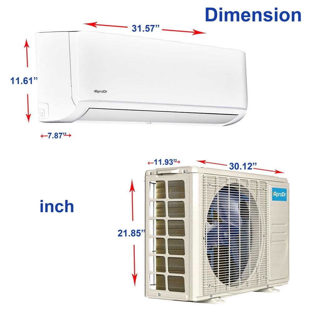 AproDr ENERGY STAR Wi-Fi 9,000 BTU 24.5 SEER2, 115-Volt, 400-Sq.Ft Inverter Ductless Mini Split Air Conditioner with Heat Pump (3)