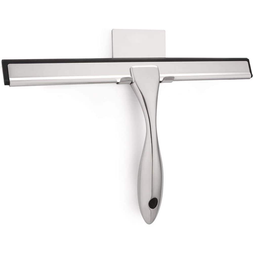 Numhew 2-Piece All-Purpose 10-Inch Shower Squeegee with Adhesive Hooks in Stainless Steel (1)