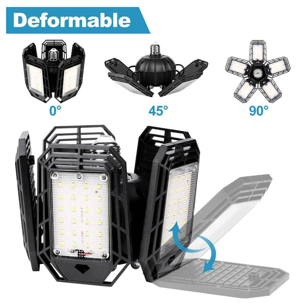 BIBIVIS 2 Pack Ceiling LED Shop Light 160W 16000 LM 6500K LED Light with 5+1 Deformable Panel for Garage Workshop Basement (3)