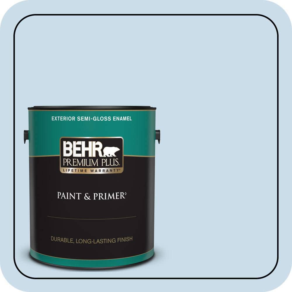 BEHR PREMIUM PLUS 1 gal. #560C-2 Caribbean Mist Semi-Gloss Enamel Exterior Paint & Primer