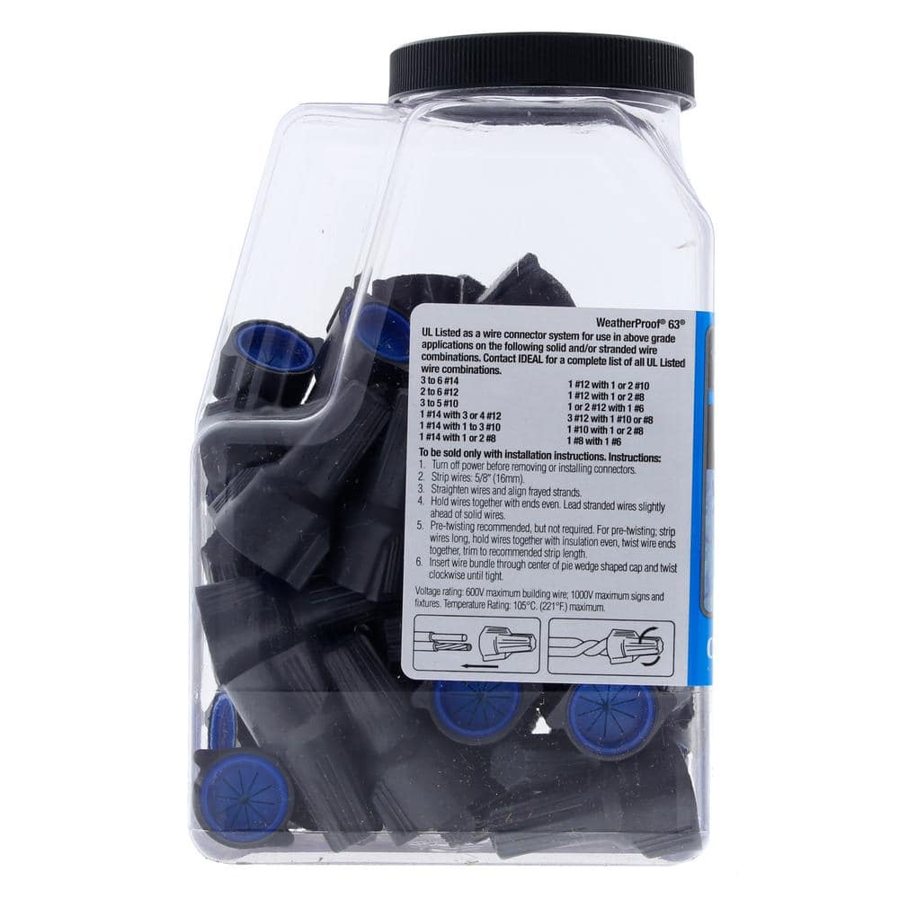 IDEAL Model 63 WeatherProof Wire Connector, Gray-Blue (50 per Jar) (2)