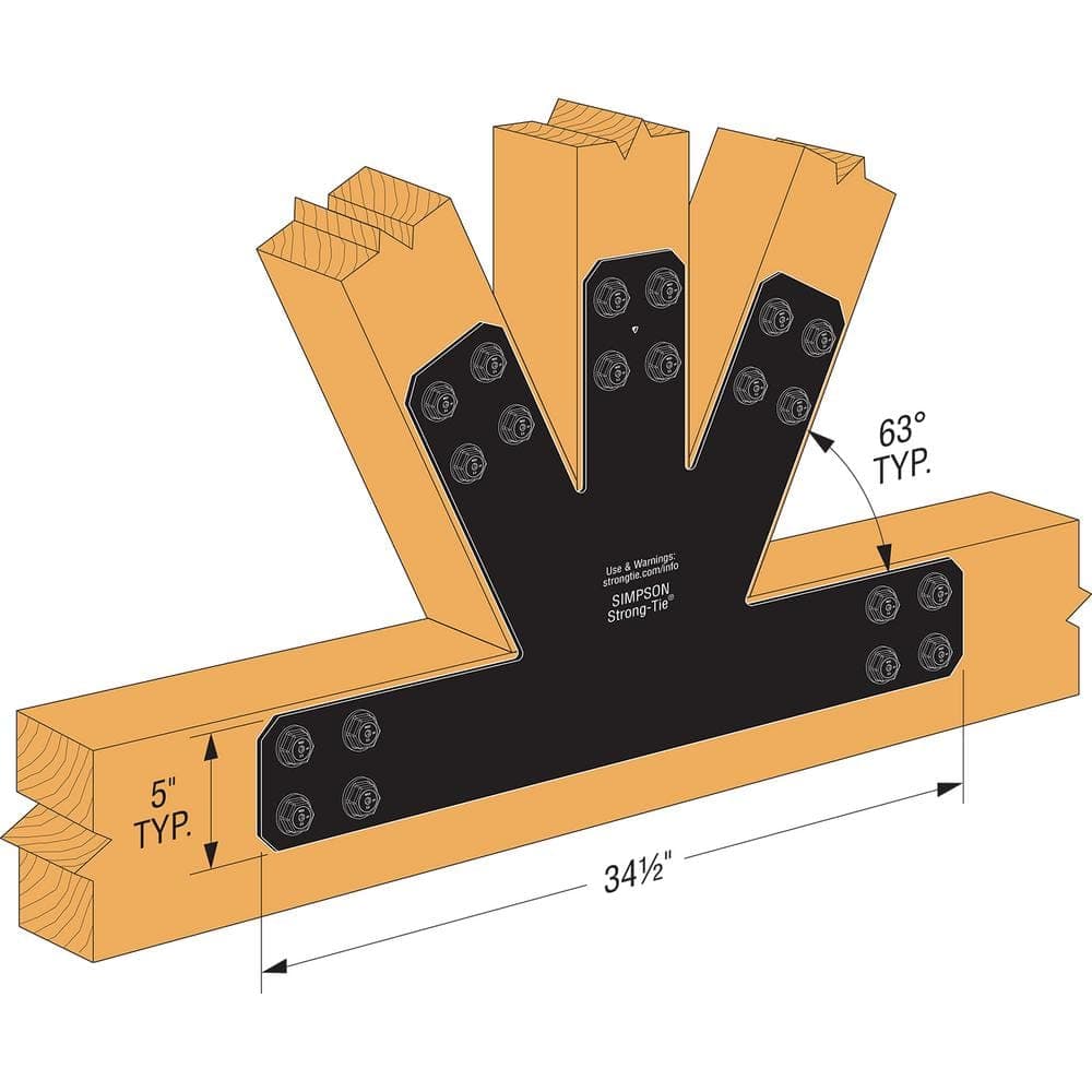 Simpson Strong-Tie Outdoor Accents Avant Collection 6:12 Pitch ZMAX, Black Powder-Coated Gable Plate (3)