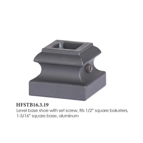 HOUSE OF FORGINGS Square Hole 1.5 in. Aluminum Level Shoe Baluster Shoe Satin Black (2)