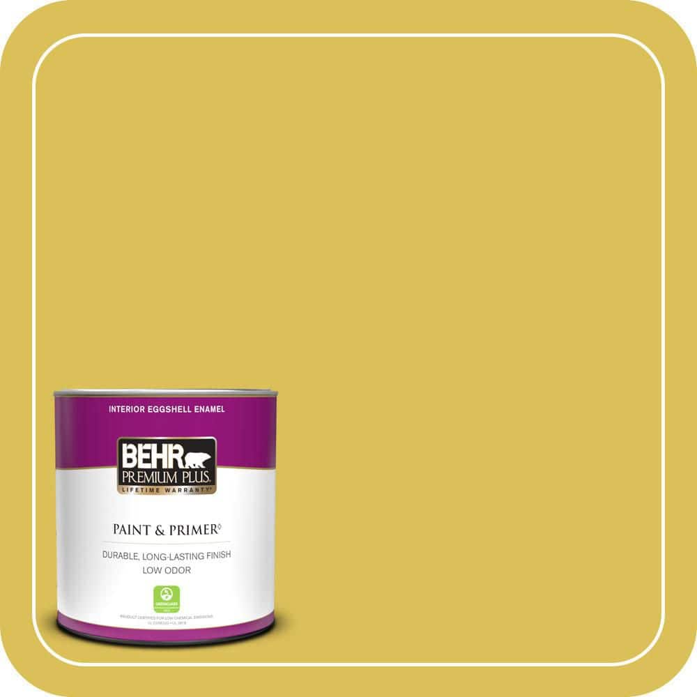 BEHR PREMIUM PLUS 1 qt. #P320-6A Flustered Mustard Eggshell Enamel Low Odor Interior Paint & Primer