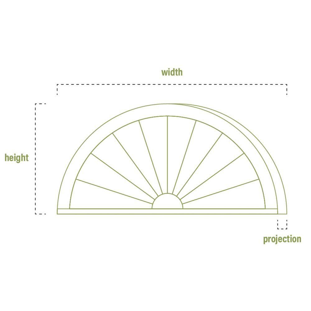 Ekena Millwork 40 in. x 2 in. x 20 in. Half Round Sunburst Pediment (2)