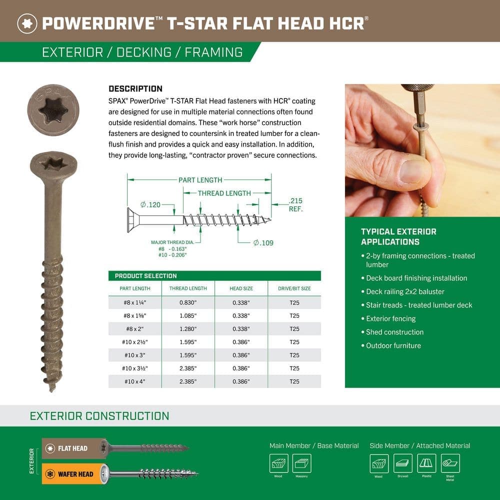 SPAX #10 x 3 in. Tan PowerDrive Exterior T25 T-Star Flat Head Construction Wood Screw (660-Pieces) (3)
