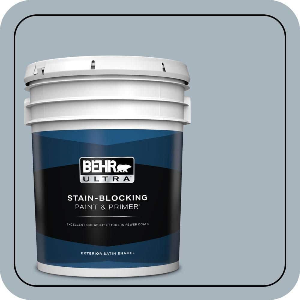 BEHR ULTRA 5 gal. #MQ5-23 Intercoastal Gray Satin Enamel Exterior Paint & Primer