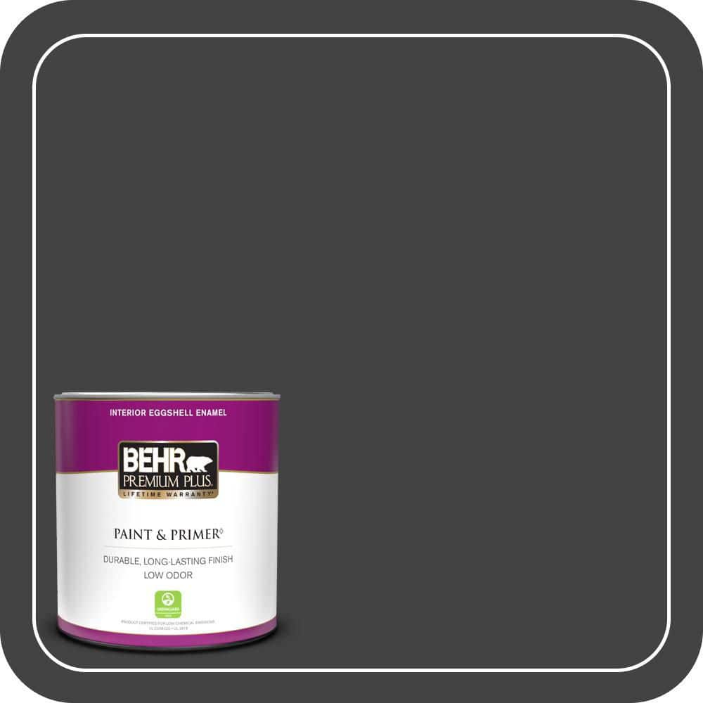 BEHR PREMIUM PLUS 1 qt. #S-H-790 Black Suede Eggshell Enamel Low Odor Interior Paint & Primer