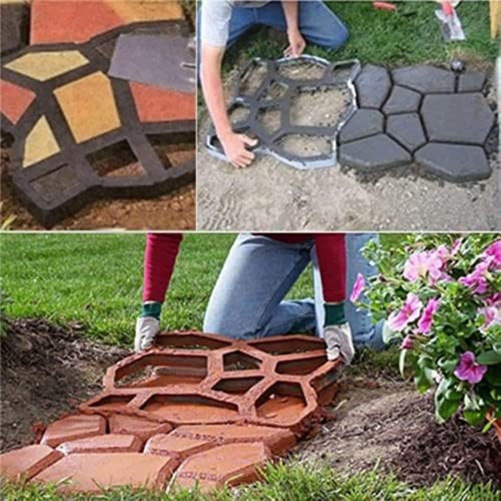 KIWDZFU 16.9 x 16.9 x 1.57 in. Concrete Molds and Forms Reusable DIY Stepping Stone Cement Paver Walkways Mold 2-Pack (3)