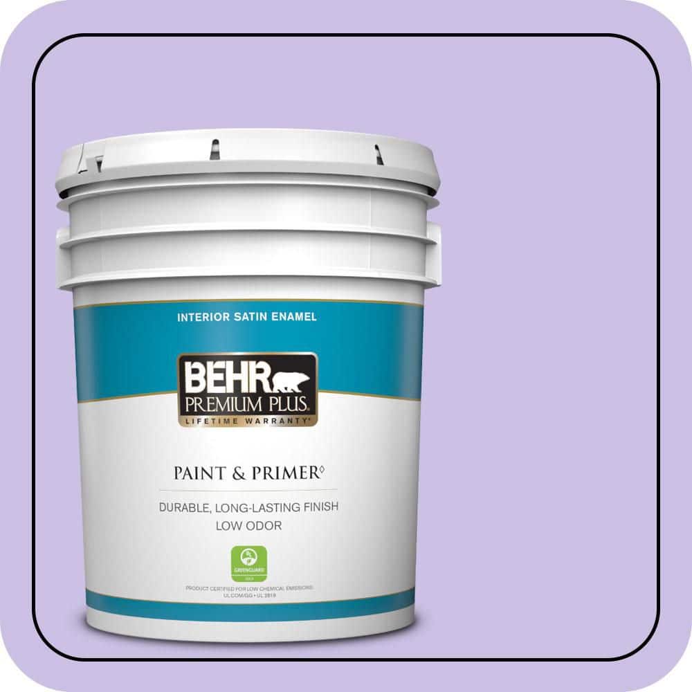 BEHR PREMIUM PLUS 5 gal. #P560-3 Party Hat Satin Enamel Low Odor Interior Paint & Primer