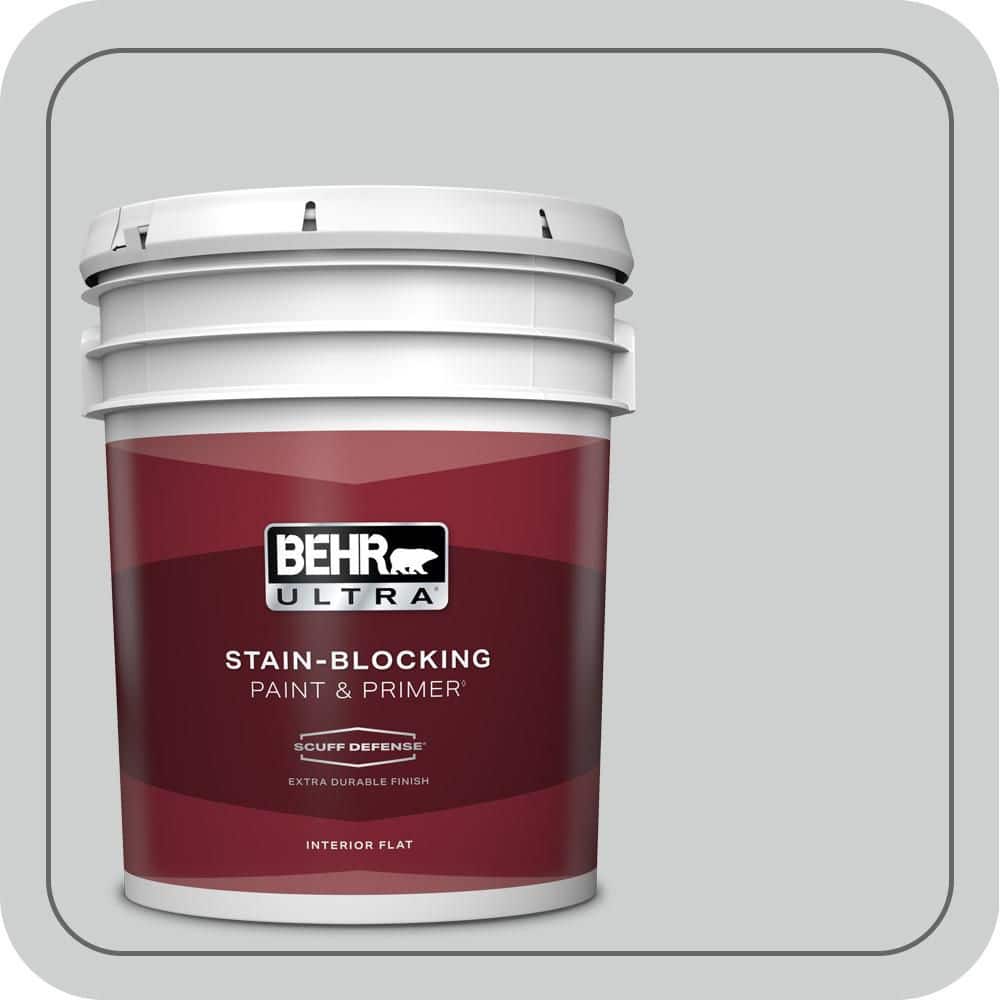 BEHR ULTRA 5 gal. #PPH-43 Gray Pearl Extra Durable Flat Interior Paint & Primer (1)