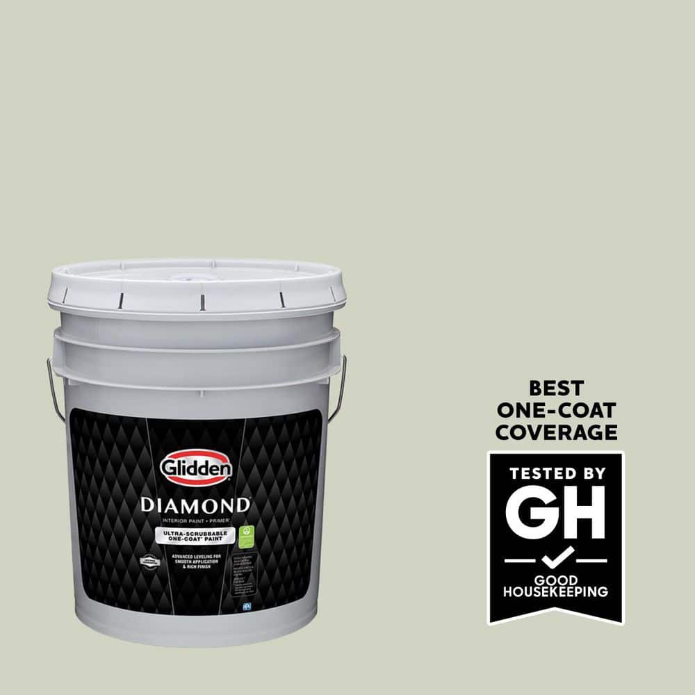 Glidden Diamond 5 gal. PPG1125-2 White Sage Eggshell Interior Paint with Primer