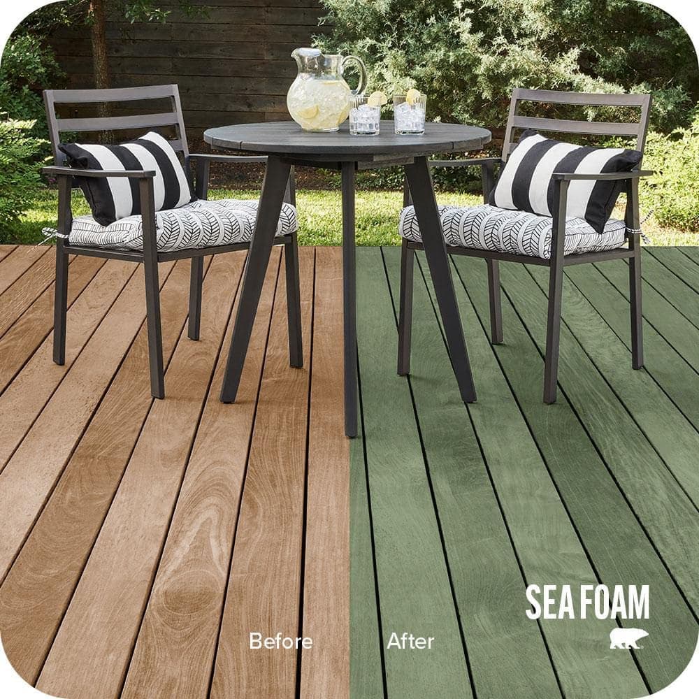 BEHR PREMIUM 1 gal. #ST-132 Sea Foam Semi-Transparent Waterproofing Exterior Wood Stain and Sealer (2)