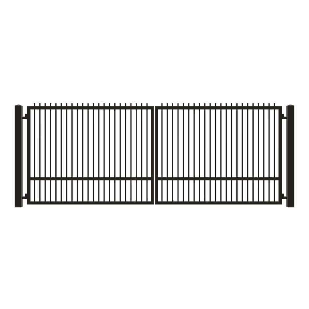 Unbranded Driveway Gate — Swing, Center, Finials, Single, Black — 198"W x 72"H (1)