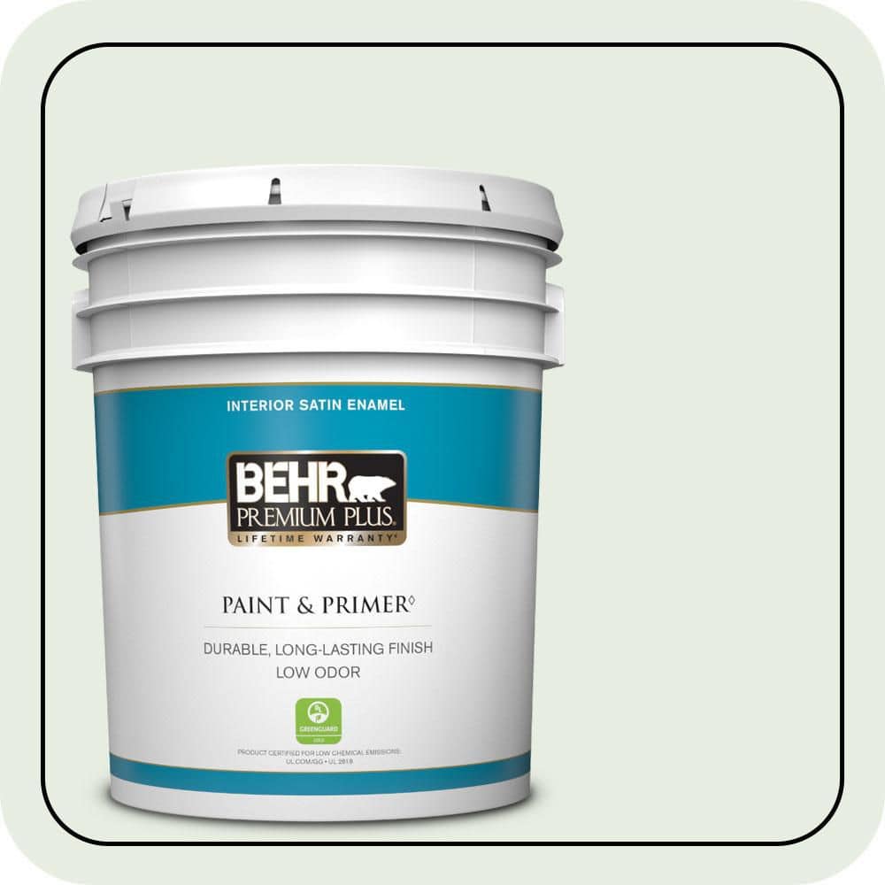 BEHR PREMIUM PLUS 5 gal. #S400-1 At Ease Satin Enamel Low Odor Interior Paint & Primer
