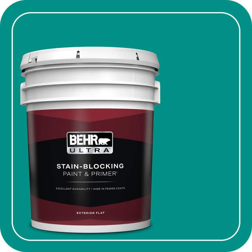 BEHR ULTRA 5 gal. #490B-6 Emerald Coast Flat Exterior Paint & Primer