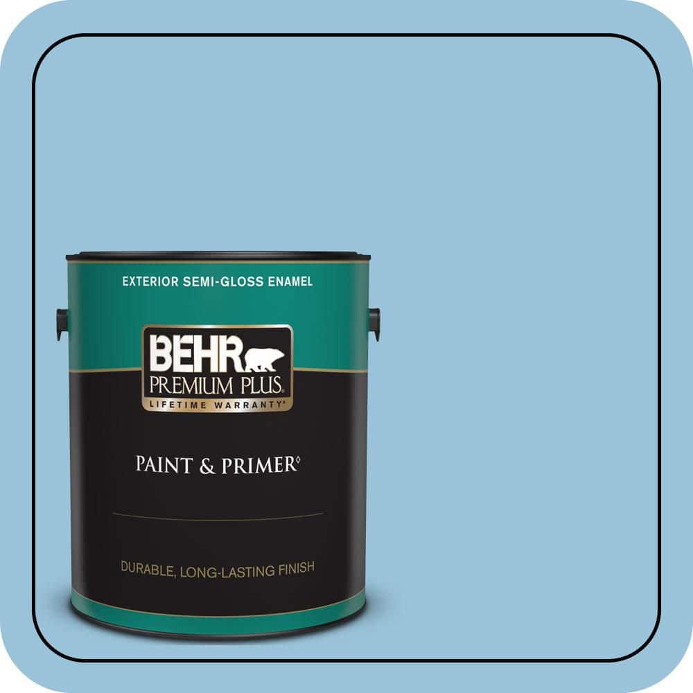 BEHR PREMIUM PLUS 1 gal. #560D-4 Madras Blue Semi-Gloss Enamel Exterior Paint & Primer