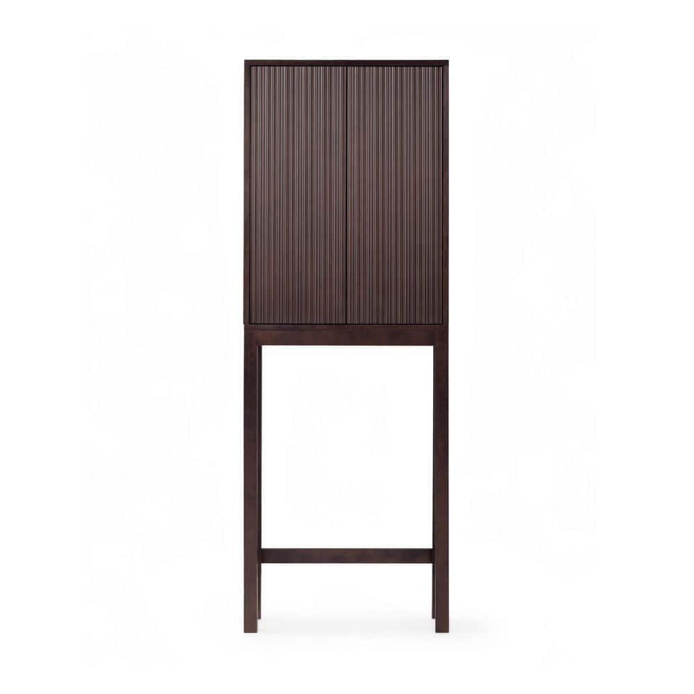 Teamson Home Tremolo 24 in. W x 68 in. H x 9 in. D Black Over the Toilet Storage with Adjustable Shelves and Push-Open Doors (2)