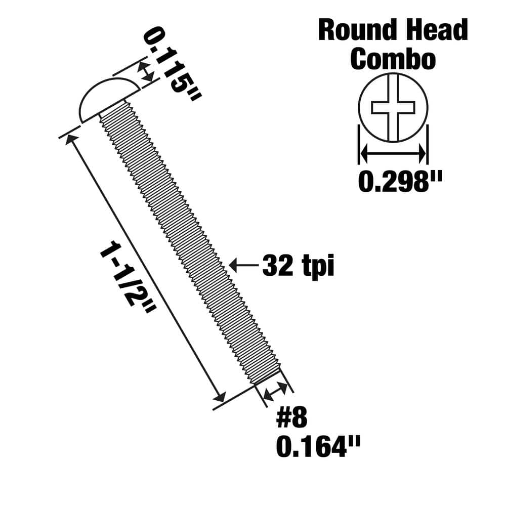 Everbilt #8-32 x 1-1/2 in. Stainless Steel Combo Round Head Machine Screw (4-Pack) (3)