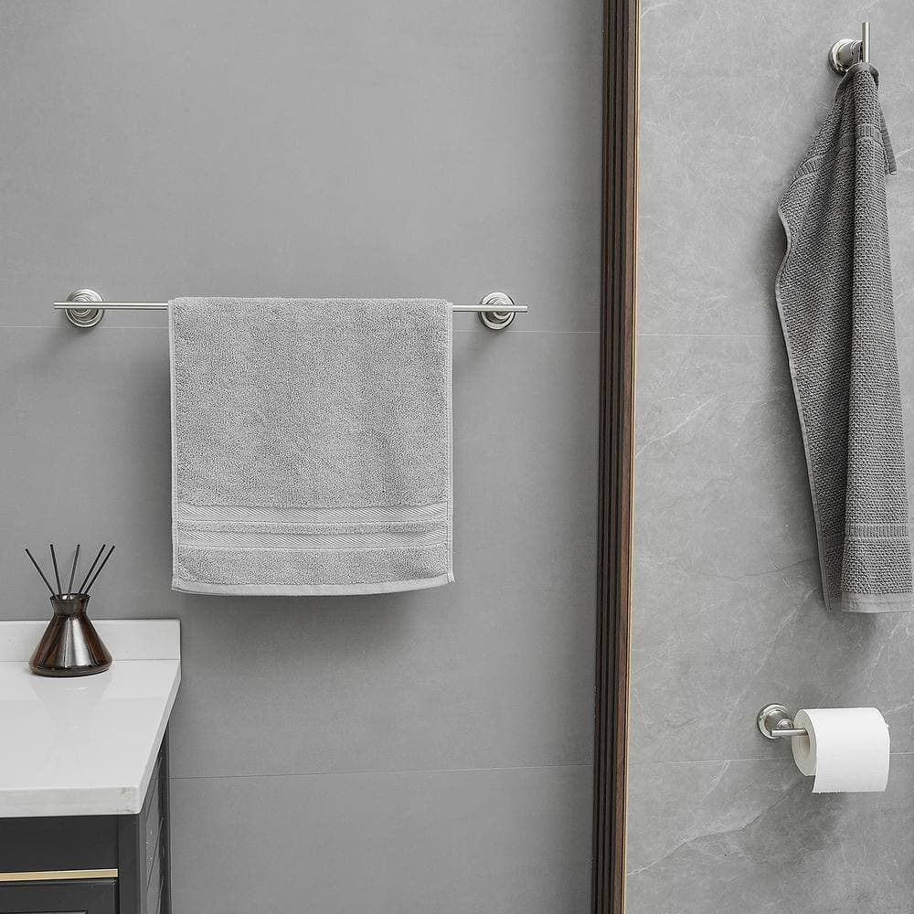 HOMEMYSTIQUE Bathroom Hardware Set Bath Hardware Set with Towel Bar, Robe Hook, Toilet Paper Holder Brushed (2)