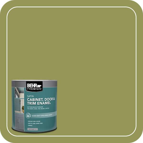 BEHR PREMIUM 1 qt. #M340-6 Spinach Dip Satin Enamel Interior/Exterior Cabinet, Door & Trim Paint (2)