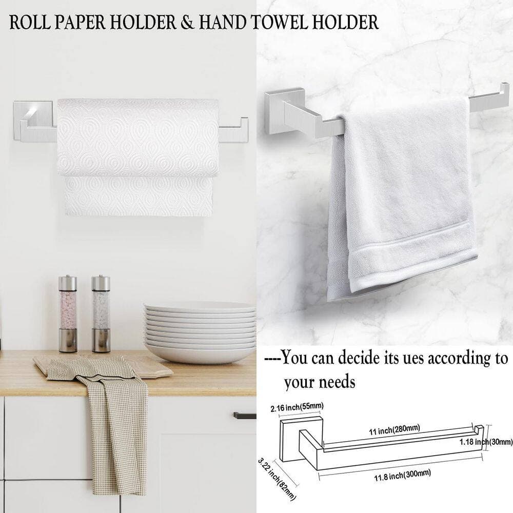 Unbranded 5-Piece Matte Black Stainless Steel Wall Mount Bathroom Hardware Accessory Set with 23.6 in. Towel Bar (3)