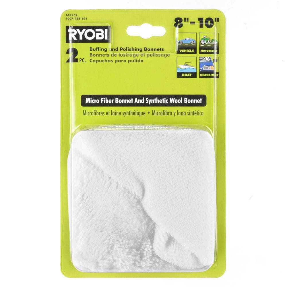 RYOBI 8 in. to 10 in. Buffing Bonnet Set (2-Piece) (4)