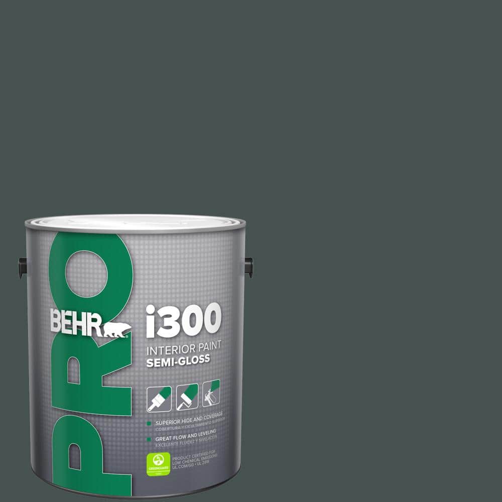 BEHR PRO 1 gal. #MQ6-44 Black Evergreen Semi-Gloss Interior Paint