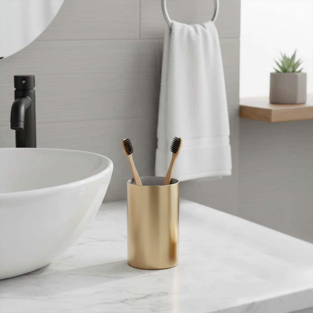 EVIDECO French home goods Golden Bath Water Tumbler and Toothbrush Holder PS (1)
