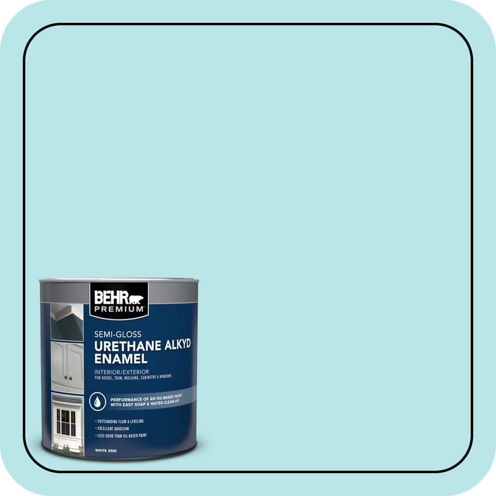 BEHR PREMIUM 1 qt. #500A-2 Refreshing Pool Semi-Gloss Enamel Urethane Alkyd Interior/Exterior Paint (1)