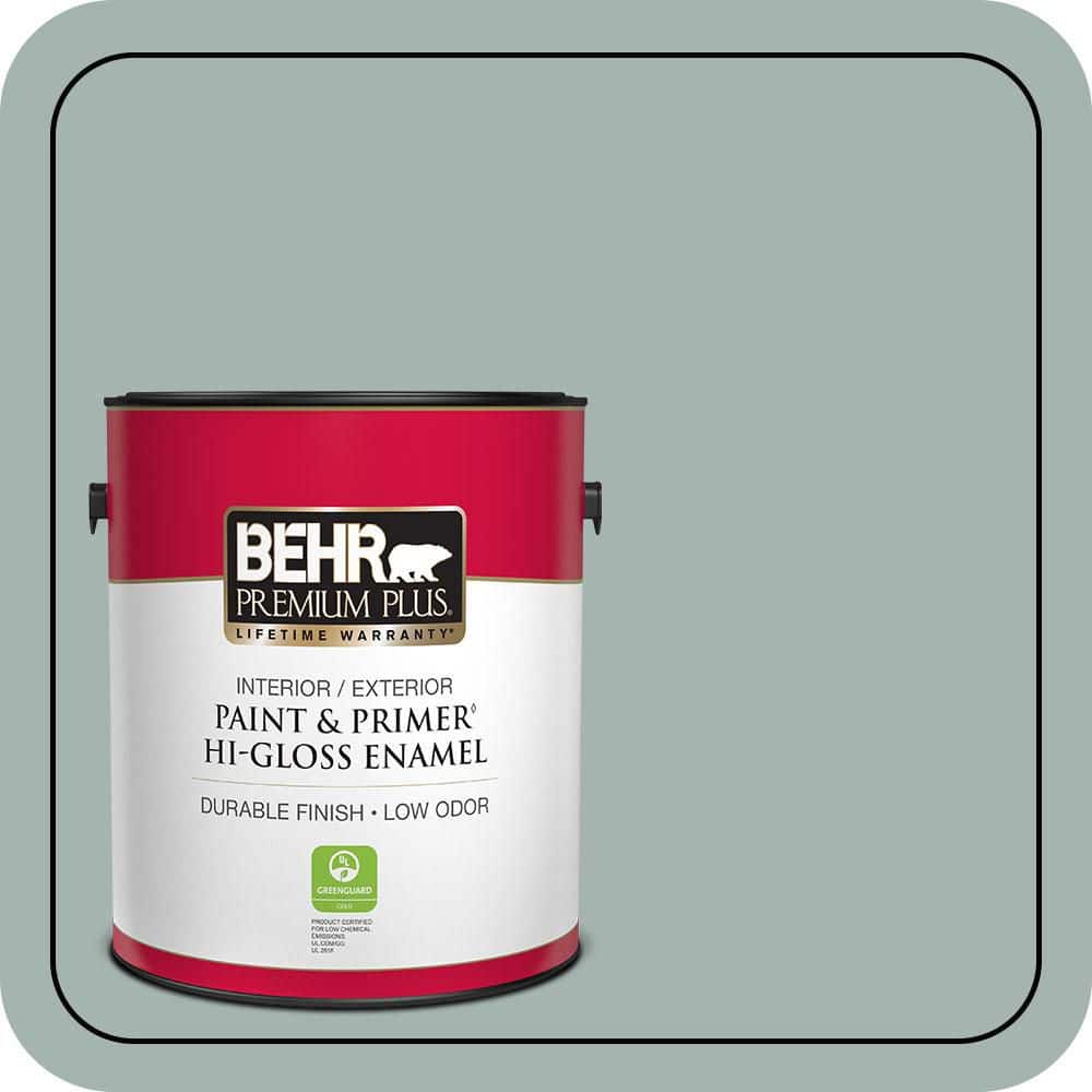 BEHR PREMIUM PLUS 1 gal. #PPU12-09 Frozen Pond Hi-Gloss Enamel Interior/Exterior Paint & Primer