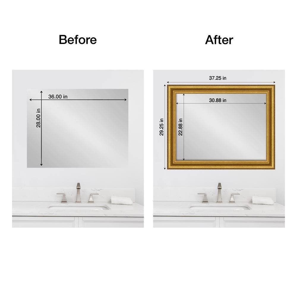 Amanti Art Mirror Makeover Parlor Gold 29.25 in. W x 37.25 in. H Bathroom Mirror Frame Border Kit-Fits a 28 x 36 Mirror (2)