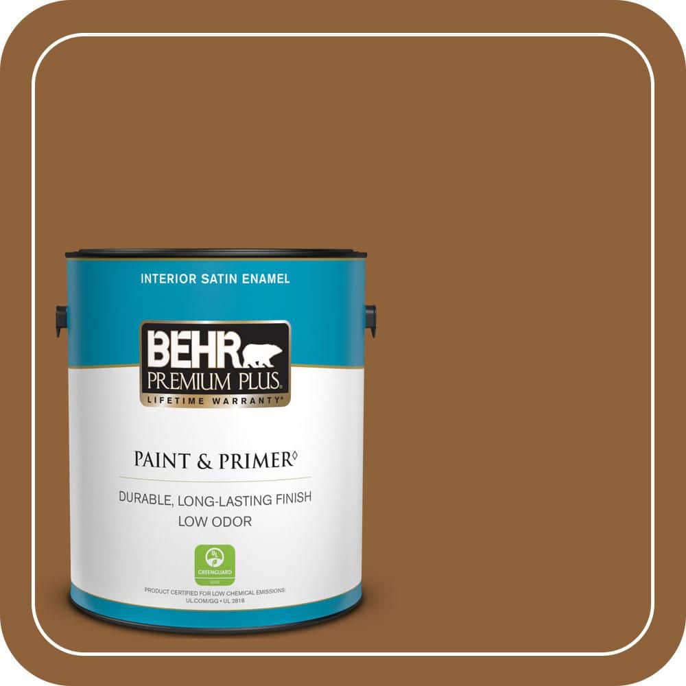 BEHR PREMIUM PLUS 1 gal. #S250-7 Moroccan Spice Satin Enamel Low Odor Interior Paint & Primer