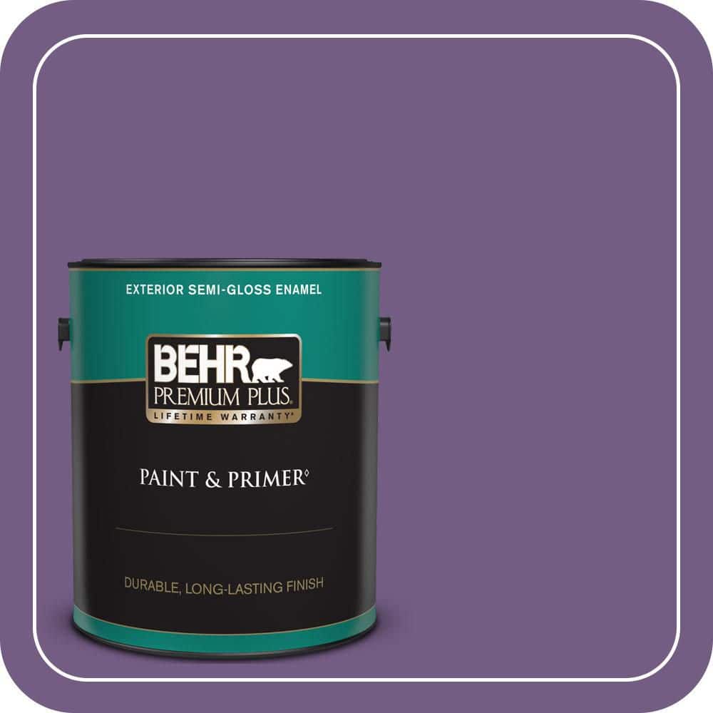 BEHR PREMIUM PLUS 1 gal. #650B-7 Mystical Purple Semi-Gloss Enamel Exterior Paint & Primer