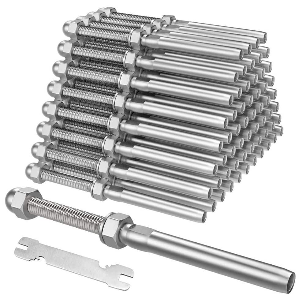 Afoxsos 3/16 Cable Railing Swage Threaded Stud Tension End Fitting Terminal Stainless Steel Marine Grade 60 Pack (1)