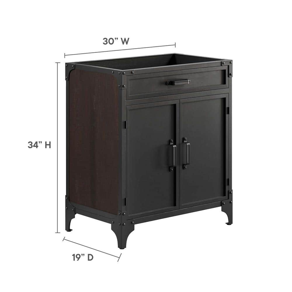 MODWAY Steamforge 29in. W x 18in. D x 33in. H Bath Vanity Cabinet without Top in Black Walnut (3)