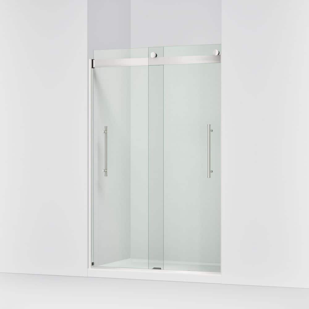 KOHLER Elmbrook 44-48 in. W x 74 in. H Sliding Frameless Shower Door in Bright Polished Silver with 5/16 in. Thick Clear Glass