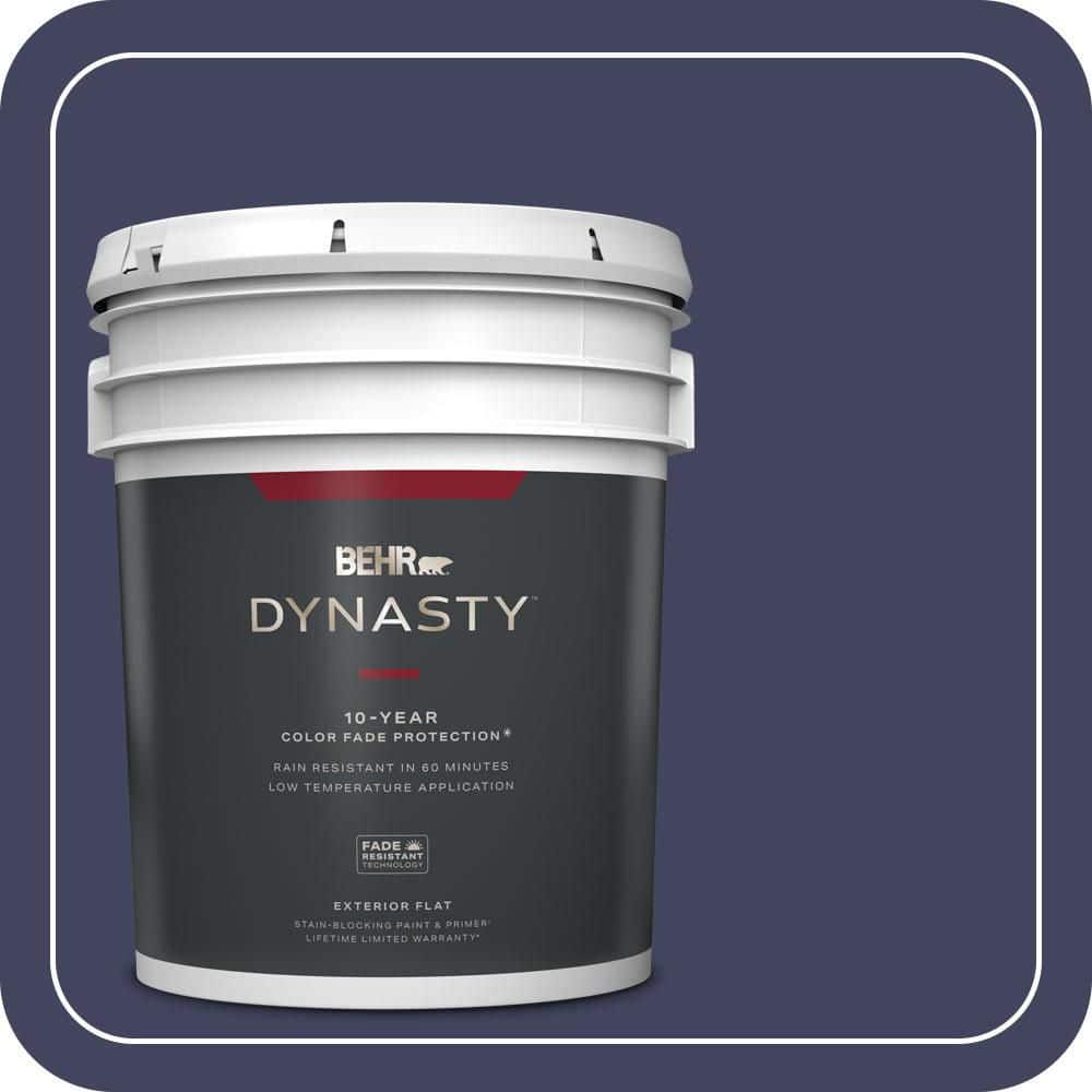 BEHR DYNASTY 5 gal. #PMD-92 Darkest Navy Flat Exterior Stain-Blocking Paint & Primer