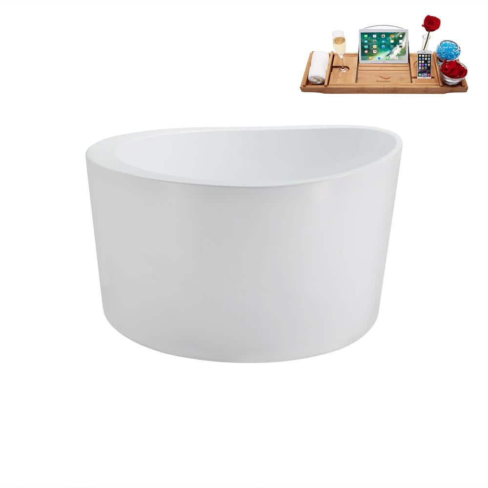 Streamline 43 in. Acrylic Flatbottom Non-Whirlpool Bathtub Glossy White with Matte Oil Rubbed Bronze Drain and Tray (3)