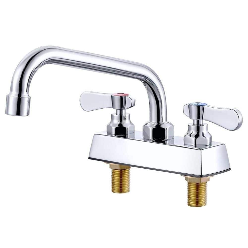 Numhew 1-Piece Kitchen Sink Faucet with Aerators Hardware, Chrome Polished Brass Dual Handle 360 Swivel Water Saving Faucet (1)