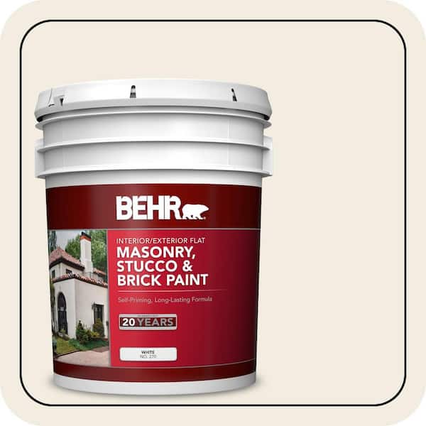 BEHR 5 gal. #YL-W05 Swiss Coffee Flat Interior/Exterior Masonry, Stucco and Brick Paint (2)