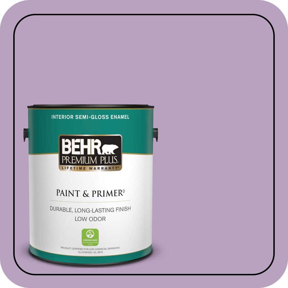 BEHR PREMIUM PLUS 1 gal. #660D-4 Lilac Rose Semi-Gloss Enamel Low Odor Interior Paint & Primer (1)