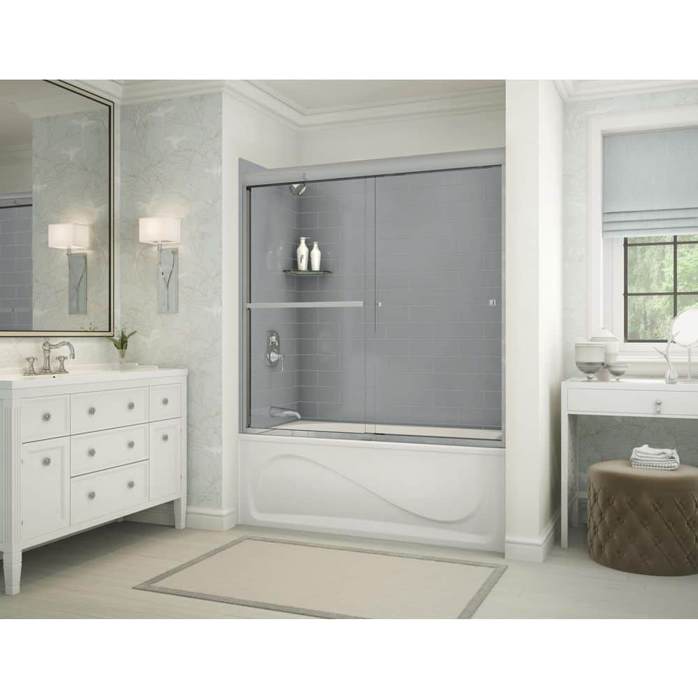MAAX Utile 60 in W x 30 in. D x 60 in. H Composite Direct-to-Stud Three-Piece Tub Wall Kit in Metro Ash Grey