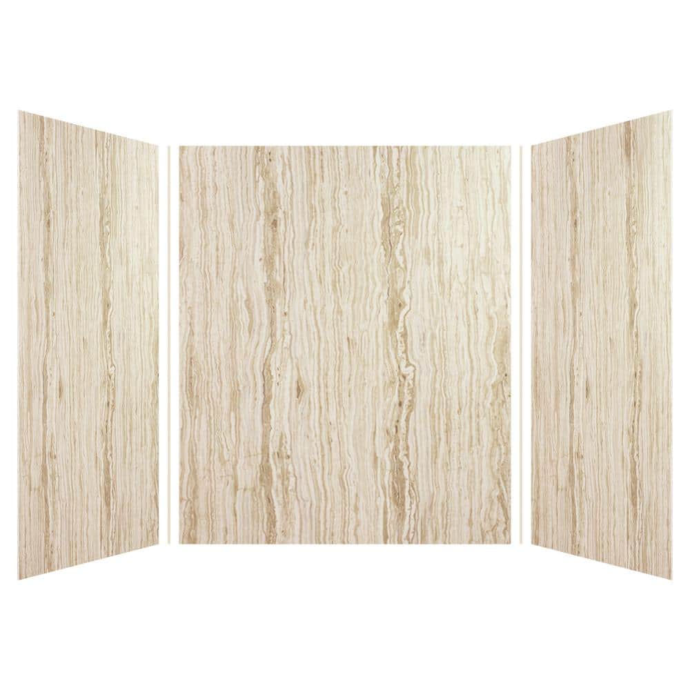 Transolid Expressions 60 in. x 60 in. x 72 in. 3-Piece Easy Up Adhesive Alcove Shower Wall Surround in Sorento (2)